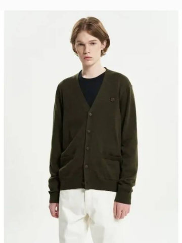 Men s bold foxhead patch regular spring fall cardigan khaki domestic product - MAISON KITSUNE - BALAAN 1