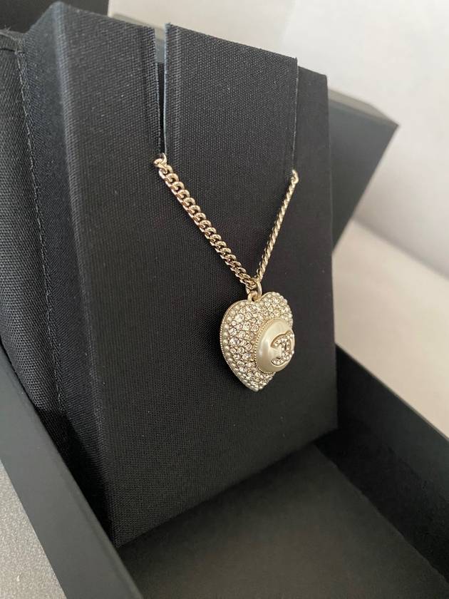 CC Heart Crystal Pendant Necklace Gold - CHANEL - BALAAN 3