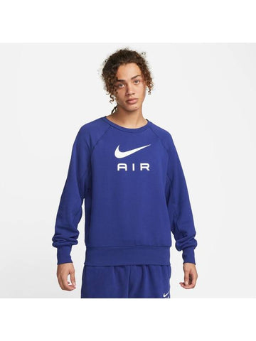 Air French Terry Crew Neck Sweatshirt Blue - NIKE - BALAAN 1