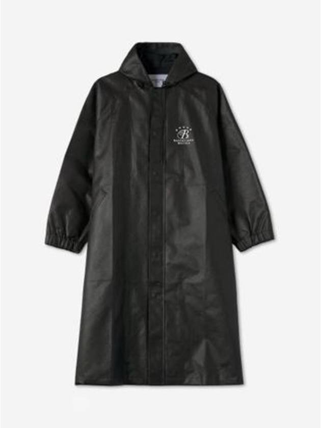 Logo Overfit Hooded Long Raincoat Black - BALENCIAGA - BALAAN 2