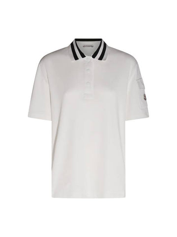 Logo Patch Short Sleeve Polo Shirt Off White - MONCLER - BALAAN 1