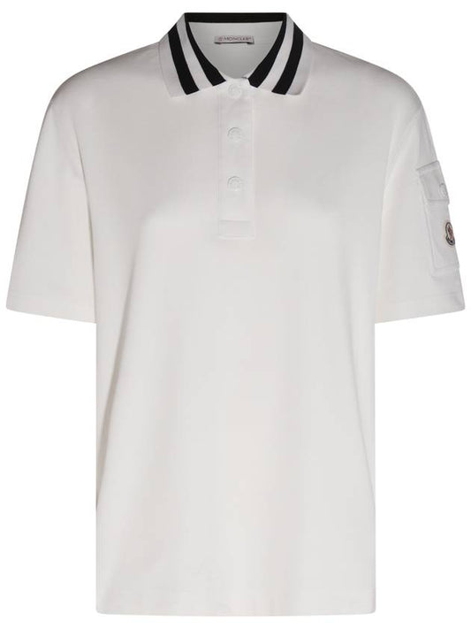 Logo Patch Short Sleeve Polo Shirt Off White - MONCLER - BALAAN 1