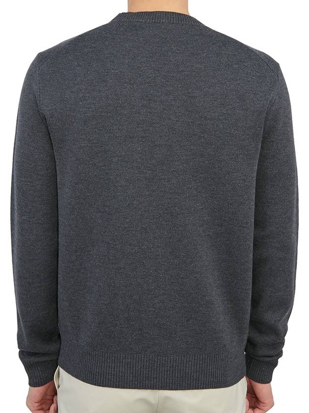 Men's Mini Heart Logo Merino Wool Knit Top Grey - AMI - BALAAN 5