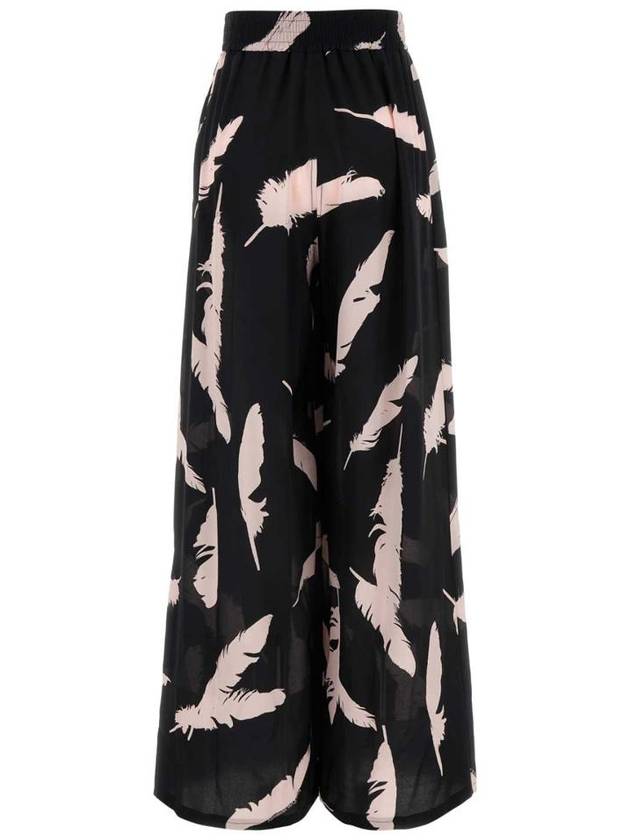 Feather Pattern Silk Straight Pants Black - ALEXANDER MCQUEEN - BALAAN 3