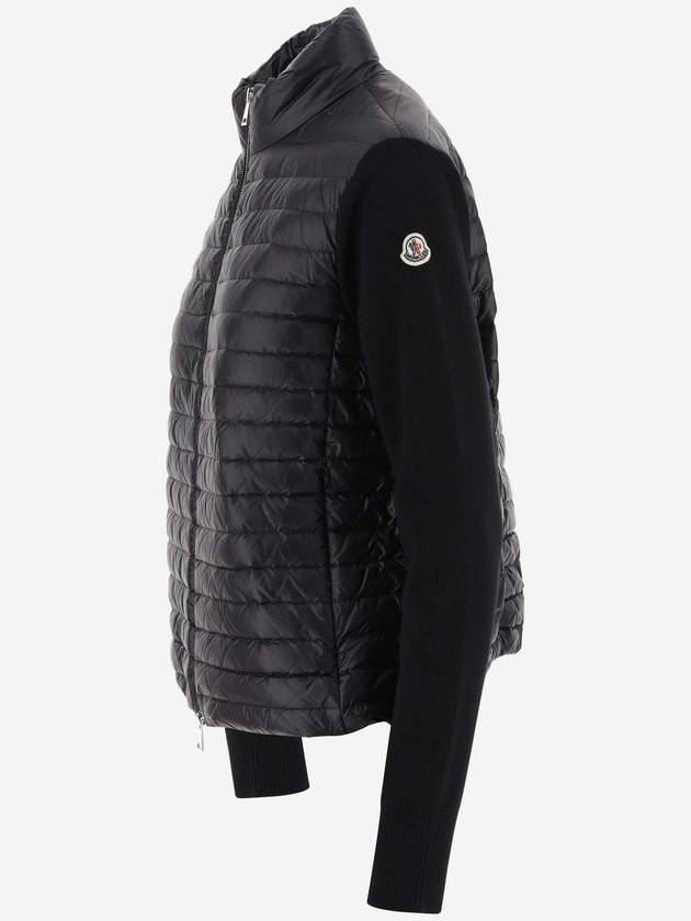 Padded Wool Cardigan Black - MONCLER - BALAAN 3