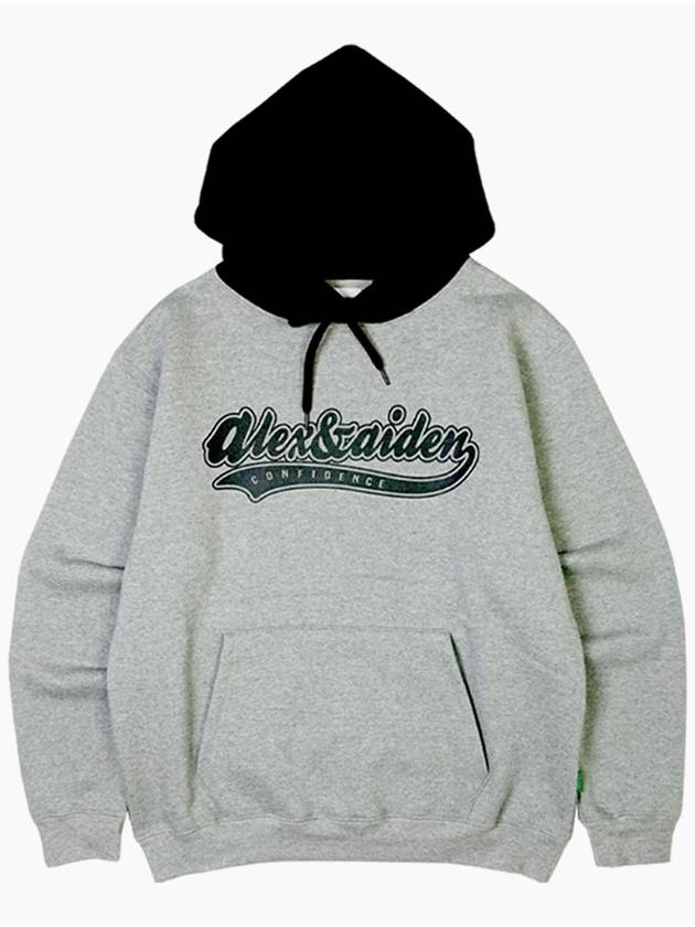 Alex Aiden tail logo color combination brushed hoodie melange gray - ALEX&AIDEN - BALAAN 2