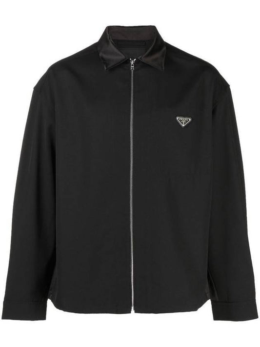 logo zip-up shirt jacket - PRADA - BALAAN 2