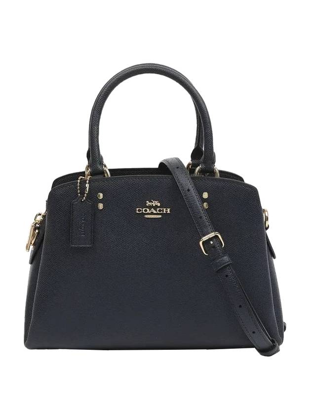 Lily Carryall Leather Mini Tote Bag Navy - COACH - BALAAN 1