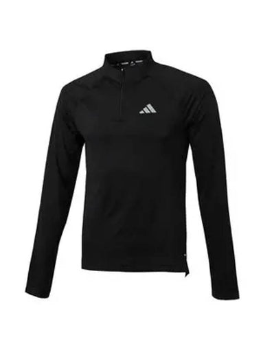 1/4 Zip-Up Training Long Sleeve T-Shirt Black - ADIDAS - BALAAN 1