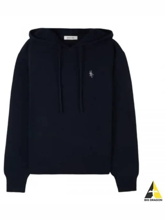 Logo Embroidered Cashmere Hoodie Navy - SPORTY & RICH - BALAAN 2