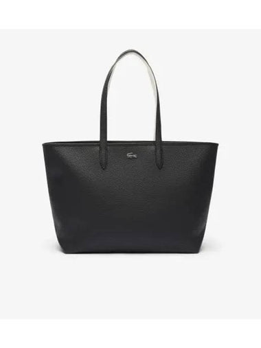 Women s Anna horizontal top zipper shopper bag black - LACOSTE - BALAAN 1