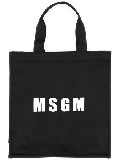 Logo Print Tote Bag Black - MSGM - BALAAN 2