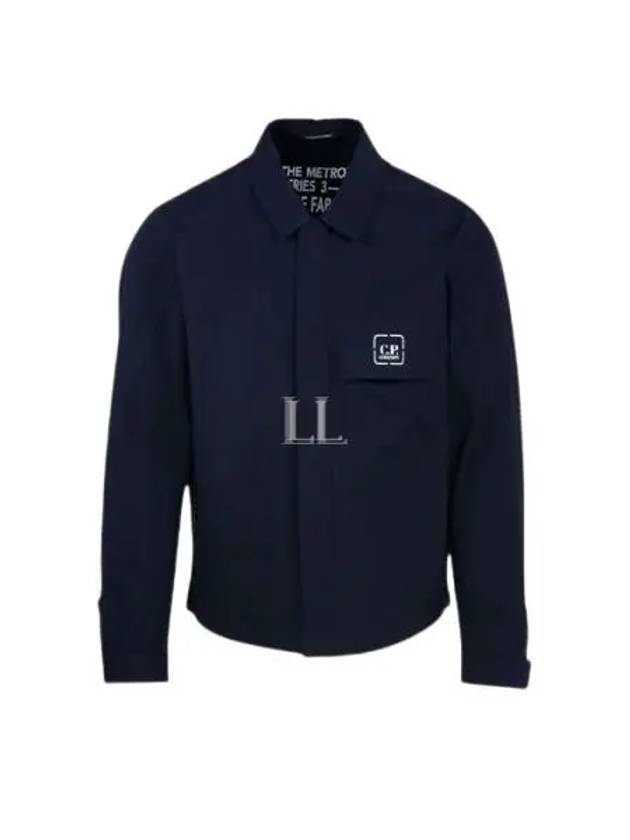 Metropolis Logo Patch Shirt Zip Up Jacket Navy - CP COMPANY - BALAAN 2