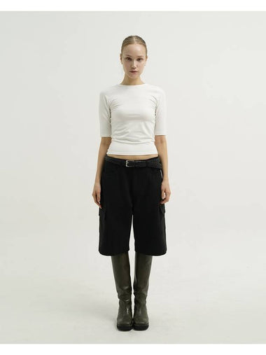 Cargo Bermuda Crop Pants Black - TUDE - BALAAN 1