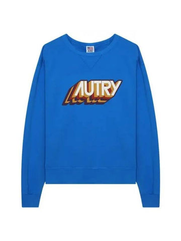 Aerobics Logo Print Cotton Sweatshirt Blue - AUTRY - BALAAN 1