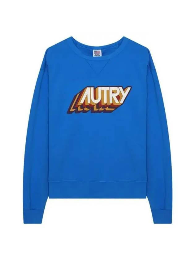 Aerobics Logo Print Cotton Sweatshirt Blue - AUTRY - BALAAN 1