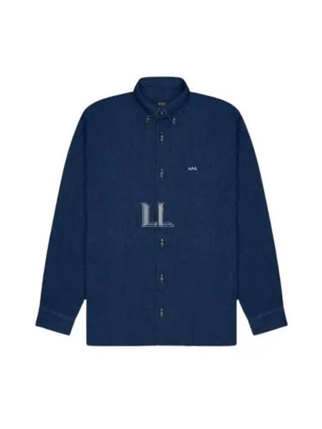 Mathias Embroidered Logo Long Sleeve Shirt Dark Blue - A.P.C. - BALAAN 2