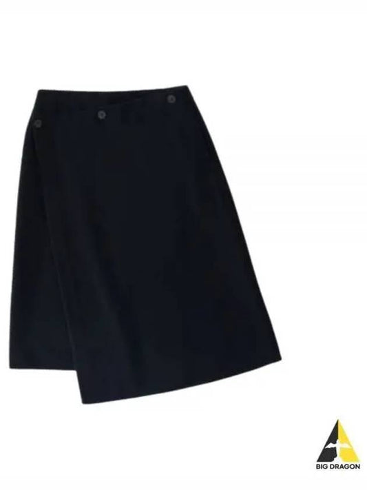 CHILKA 3 BUTTON WRAP SKIRT DARKEST NAVY 1298 Silka Rab - STUDIO NICHOLSON - BALAAN 1