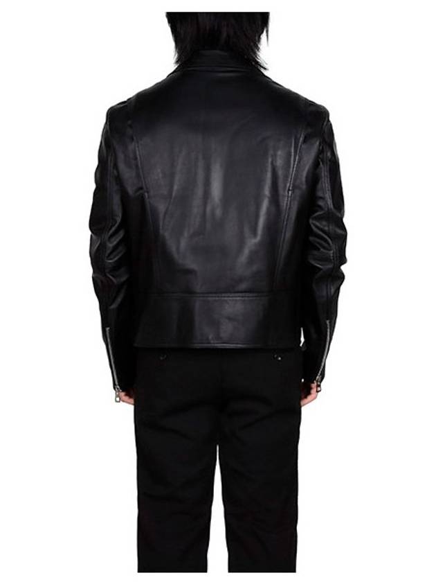 Pocket Nappa Leather Biker Jacket Black - LOEWE - BALAAN 4