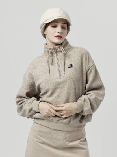 Doyou Know MC Women s Half Zip up Loose Fit Soft Knit Tetch Beige Sweatshirt DO6242SW22 1 - DOYOUKNOWMC GOLF WEAR - BALAAN 2