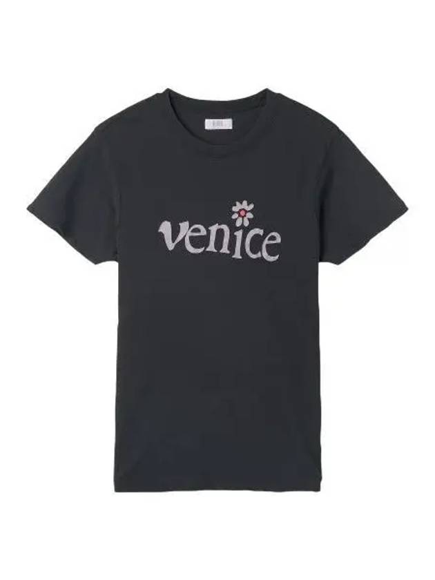 Venice Logo Short Sleeve T Shirt Black Tee - ERL - BALAAN 1