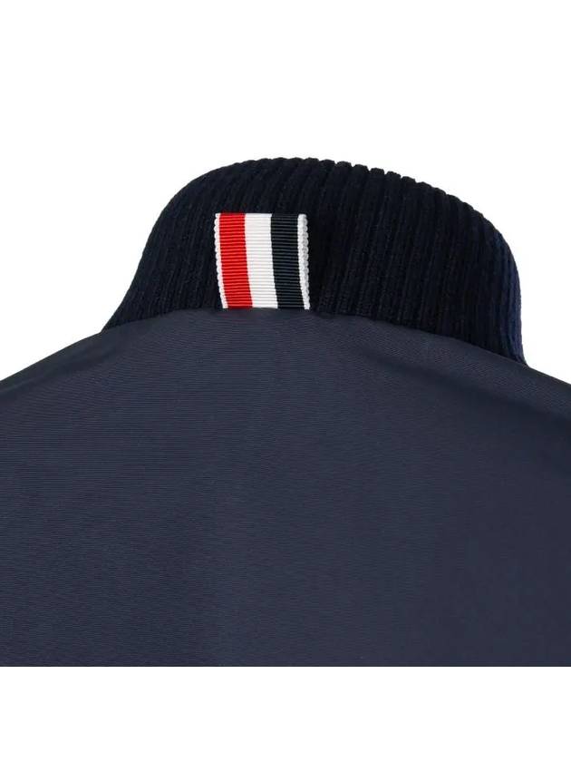 Tech Faille 4 Bar Down Varsity Bomber Jacket Navy - THOM BROWNE - BALAAN 9