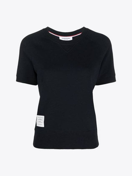 Women's Loopback Cotton Short Sleeve T-Shirt Navy - THOM BROWNE - BALAAN 2