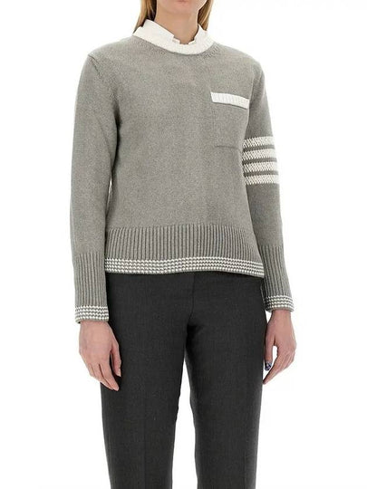 4 Bar Stripe Cotton Sweatshirt Grey - THOM BROWNE - BALAAN 2