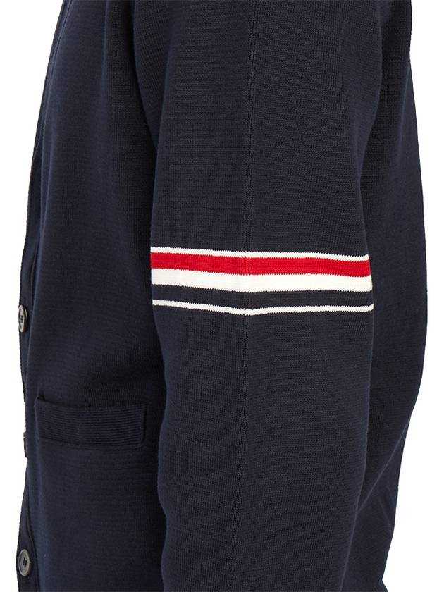 Milano Stitch Sprite Armband Cotton V-neck Cardigan Navy - THOM BROWNE - BALAAN 11