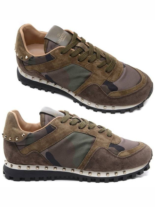 Camouflage Rockstud Low Top Sneakers Green - VALENTINO - BALAAN 2