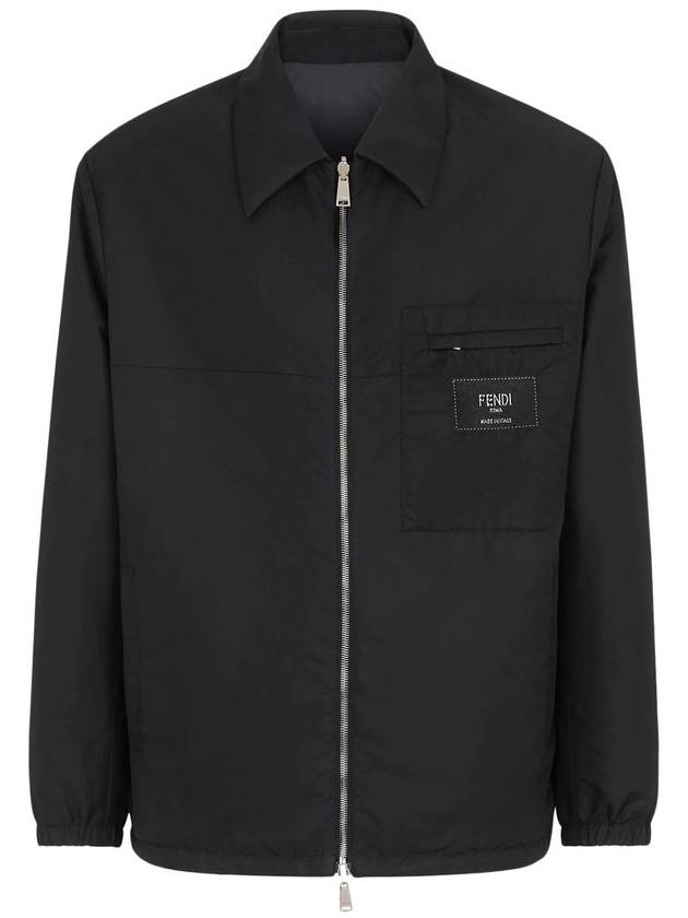 nylon reversible zip-up jacket black - FENDI - BALAAN 1