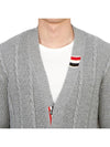 Cable Knitwear Virgin Wool Cardigan Grey - THOM BROWNE - BALAAN 7