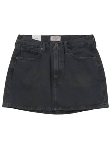 A Goldie Mini Rib Denim Skirt Overdye Black - AGOLDE - BALAAN 1