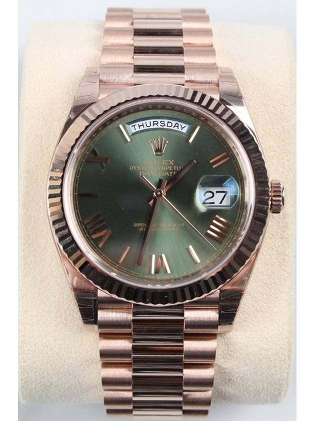 Rolex Day Date Rose Gold Olive Green 21 Years - ROLEX - BALAAN 1