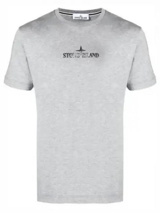 Logo Print Short Sleeve T-Shirt Grey - STONE ISLAND - BALAAN 2