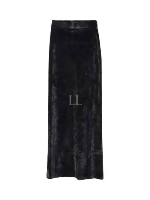 Velvet Effect High Waisted H-Line Skirt Black - BALENCIAGA - BALAAN 2