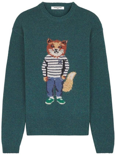 Dressed Fox Intarsia Knit Top Pine - MAISON KITSUNE - BALAAN 1