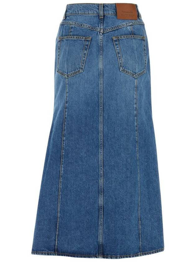 Denim Unbalanced Skirt Blue - ALEXANDER MCQUEEN - BALAAN 3