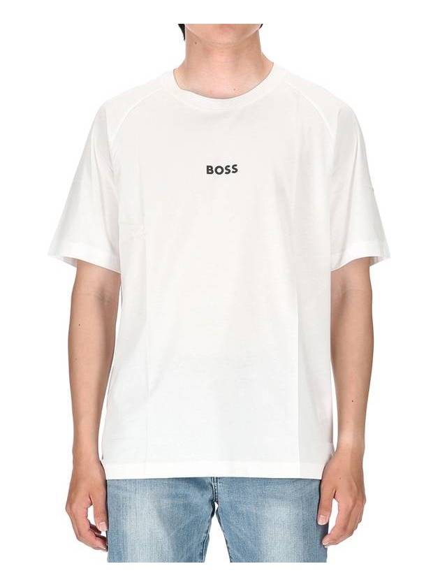 Logo Print Cotton Jersey Short Sleeve T-Shirt White - HUGO BOSS - BALAAN 1