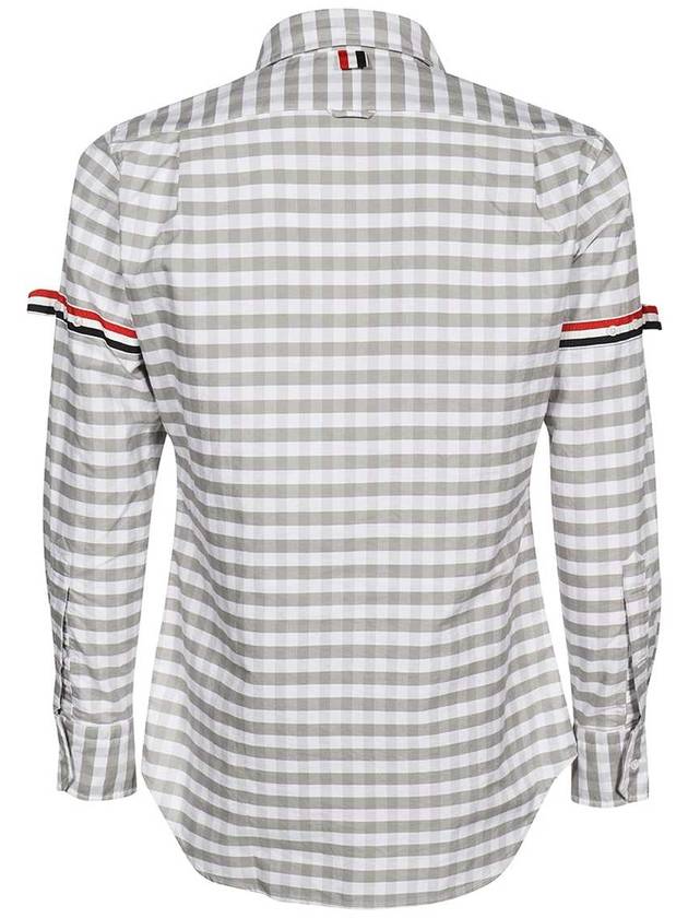 Men's Check Oxford Long Sleeve Shirt Grey - THOM BROWNE - BALAAN 3