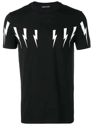 bolt print short sleeve t-shirt black - NEIL BARRETT - BALAAN 1