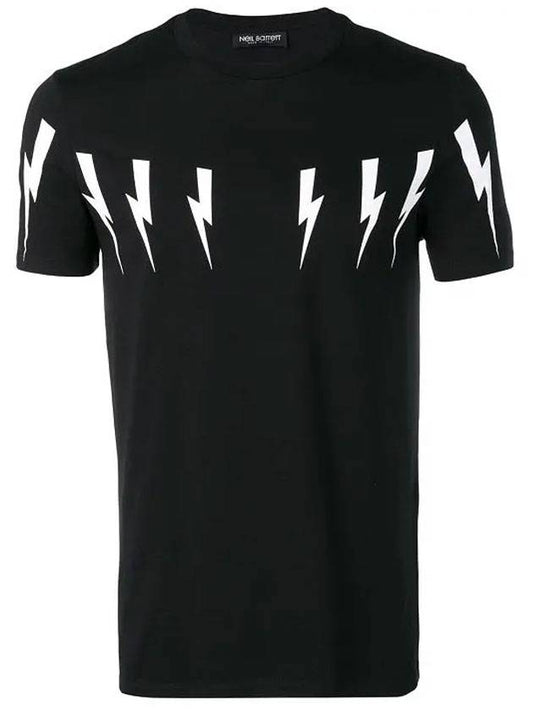 bolt print short sleeve t-shirt black - NEIL BARRETT - BALAAN.