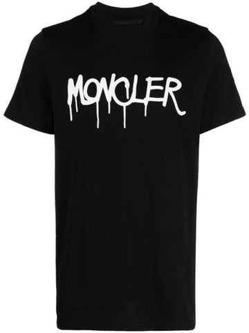 Logo Print Short Sleeve T-Shirt Black - MONCLER - BALAAN 1