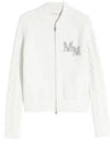 Women's Crystal Logo Wool Cashmere Zip-Up Cardigan White - MAX MARA - BALAAN 2