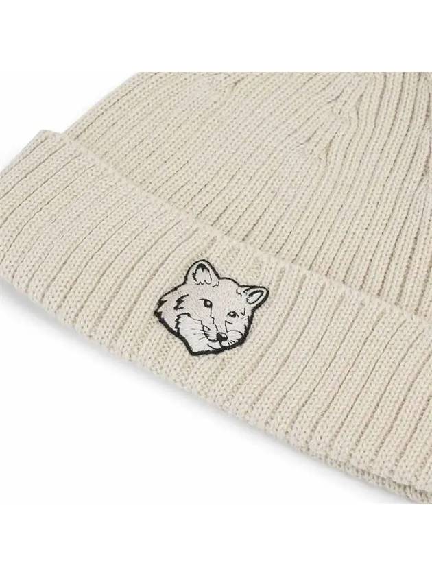 Wool Fox Head Beanie Light Beige - MAISON KITSUNE - BALAAN 4