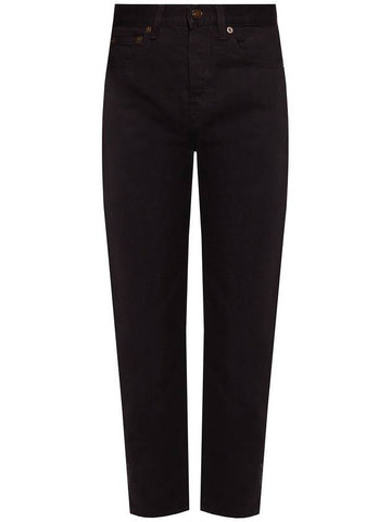 Women's Cotton High Waist Pants Black - SAINT LAURENT - BALAAN 1