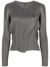 Pleated Basic Cardigan Grey - ISSEY MIYAKE - BALAAN 4