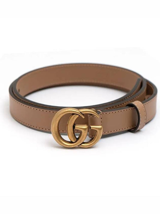 GG Marmont Double Buckle Thin Belt Brown - GUCCI - BALAAN 2