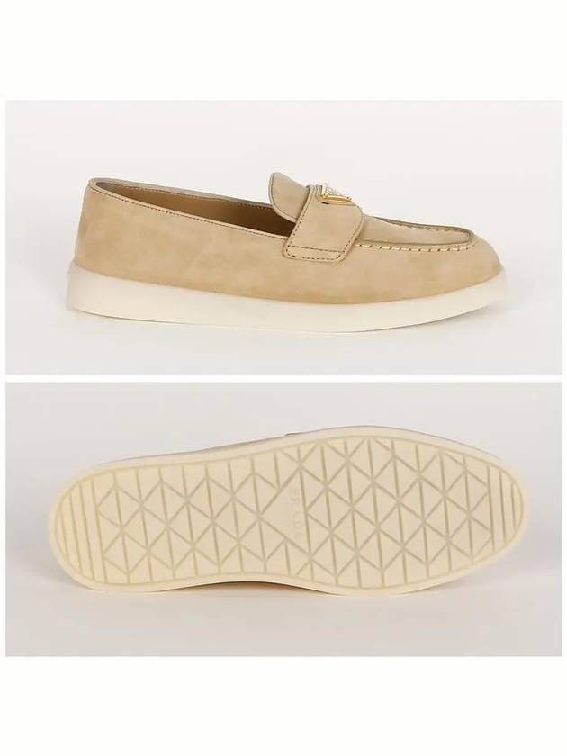 Triangle Logo Suede Leather Loafers Beige - PRADA - BALAAN 4