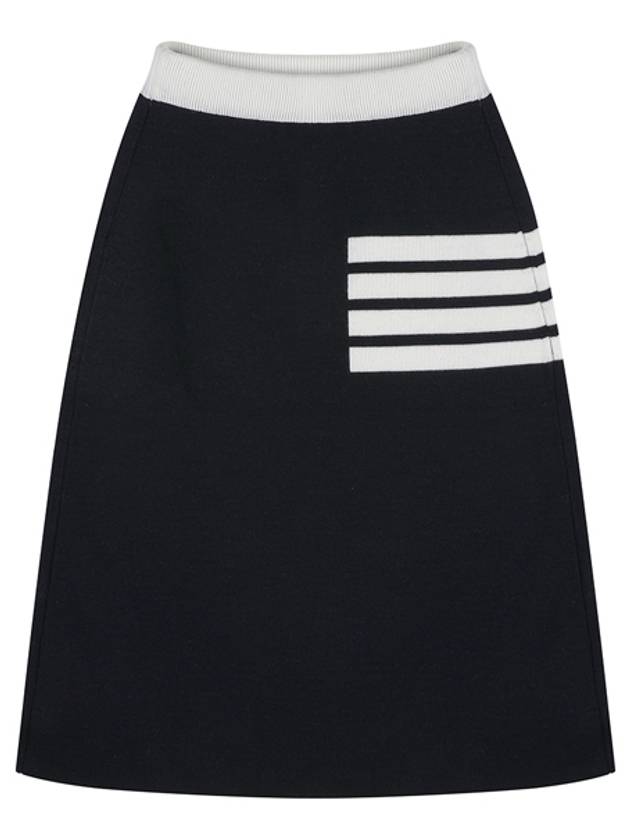 Double Face Merino 4 Bar A Line Skirt Navy - THOM BROWNE - BALAAN 2